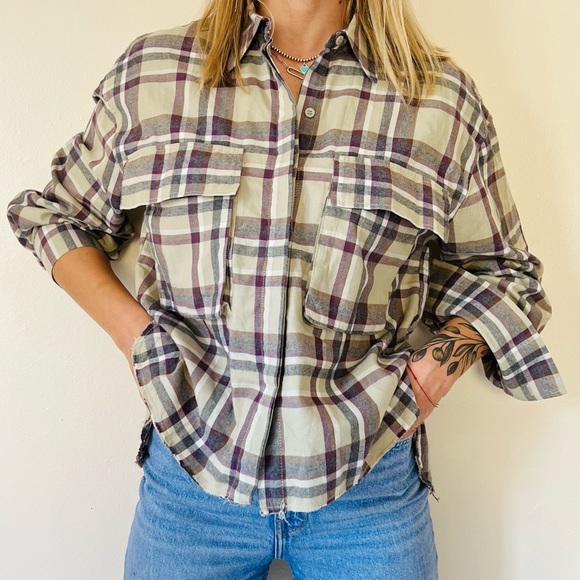 Zara Plaid Soft Flannel oversized Button Down shirt - Picture 4 of 9